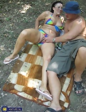 Awesome outdoor nude MILF pics with a forest fuck sesh