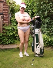 Naked mature fitness pics with a big boobs golfer GILF