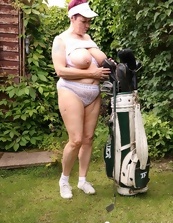 Naked mature fitness pics with a big boobs golfer GILF