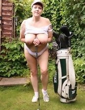 Naked mature fitness pics with a big boobs golfer GILF